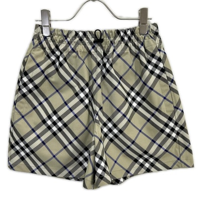 バーバリー 8088289 グレー×ブルー バック刺繍 チェック柄 ショートパンツ 34