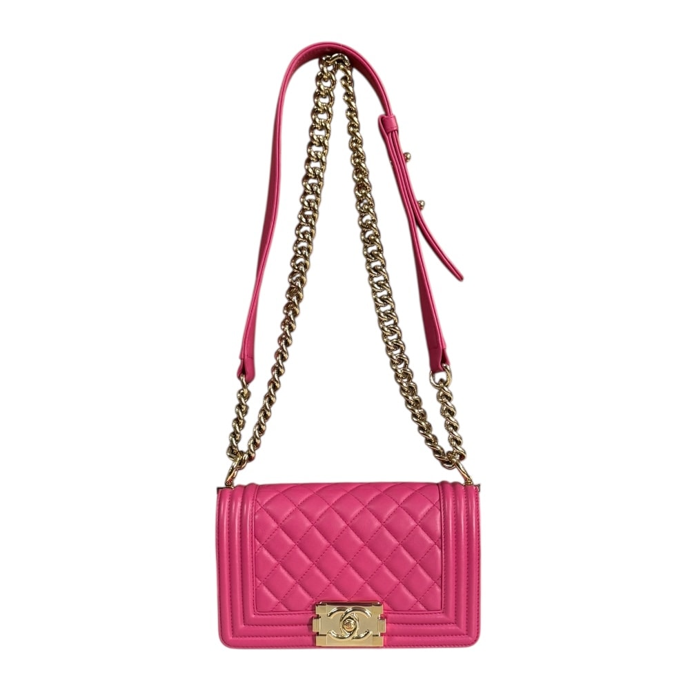 シャネル ボーイシャネル ショルダーバッグ レザー A67085 ピンク レディース CHANEL 中古