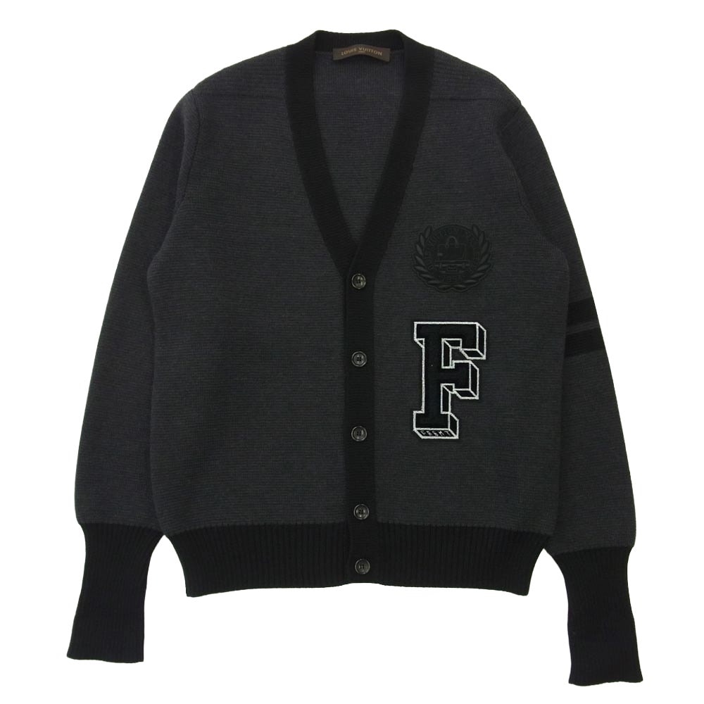 LOUIS VUITTON ルイ・ヴィトン Fragment フラグメント 藤原ヒロシ ウール エンブロイダリ― カーディガン ネイビー系 L【中古】