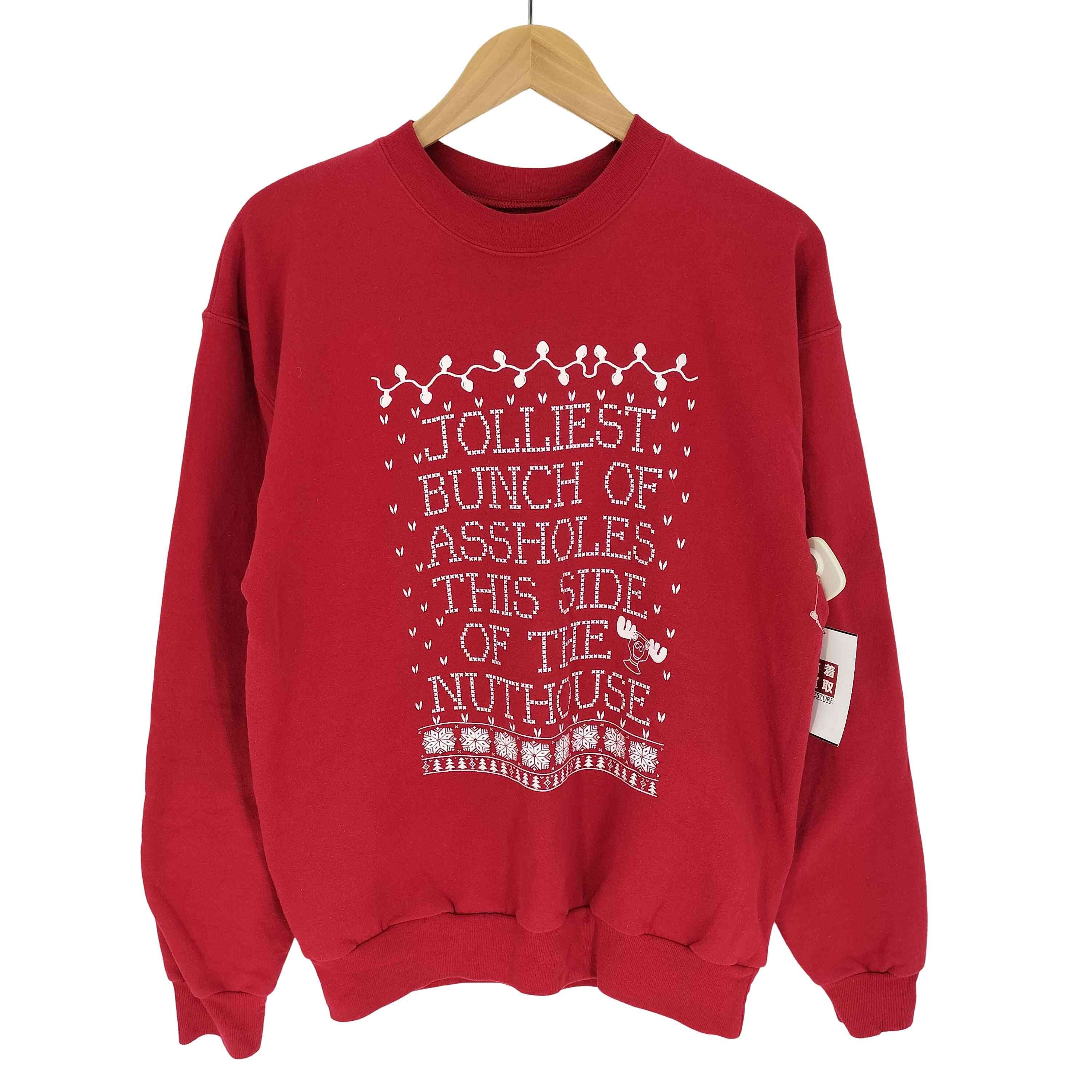 ComfortBlend  JOLLIEST BUNCH OF ASSHILES THIS SIDE NUTHOUSE ポリコットン クルーネック スウェット トレーナー【1138680730128】