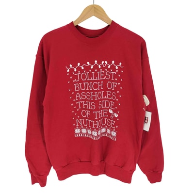 ComfortBlend JOLLIEST BUNCH OF ASSHILES THIS SIDE NUTHOUSE ポリコットン クルーネック スウェット トレーナー【1138680730128】