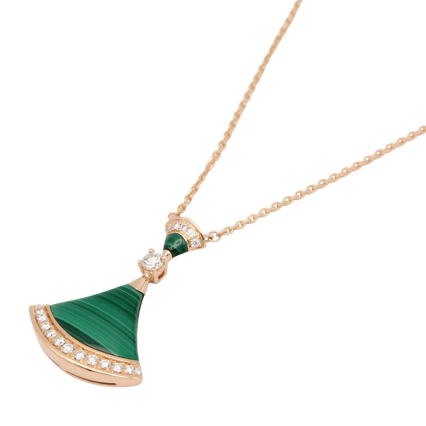 ブルガリ BVLGARI ディーヴァドリーム ダイヤ マラカイト ネックレス ネックレス ジュエリー K18PG(ピンクゴールド) ダイヤモンド マラカイト レディース グリーン系 / クリア系 / ゴールド系 351143 【中古】