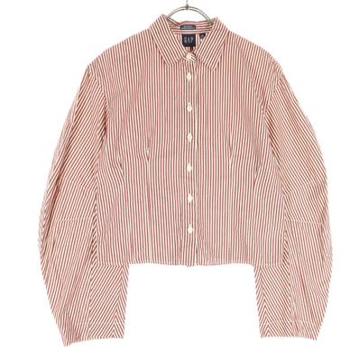 美品 GAP ギャップ ストライプ柄 長袖 ブラウス XS レッド