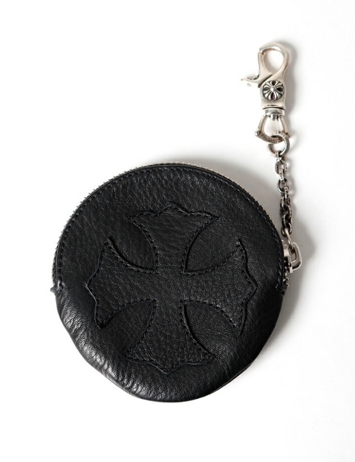 CHROME HEARTS CROSS PATCH CLIP CHAIN ROUND WALLET 