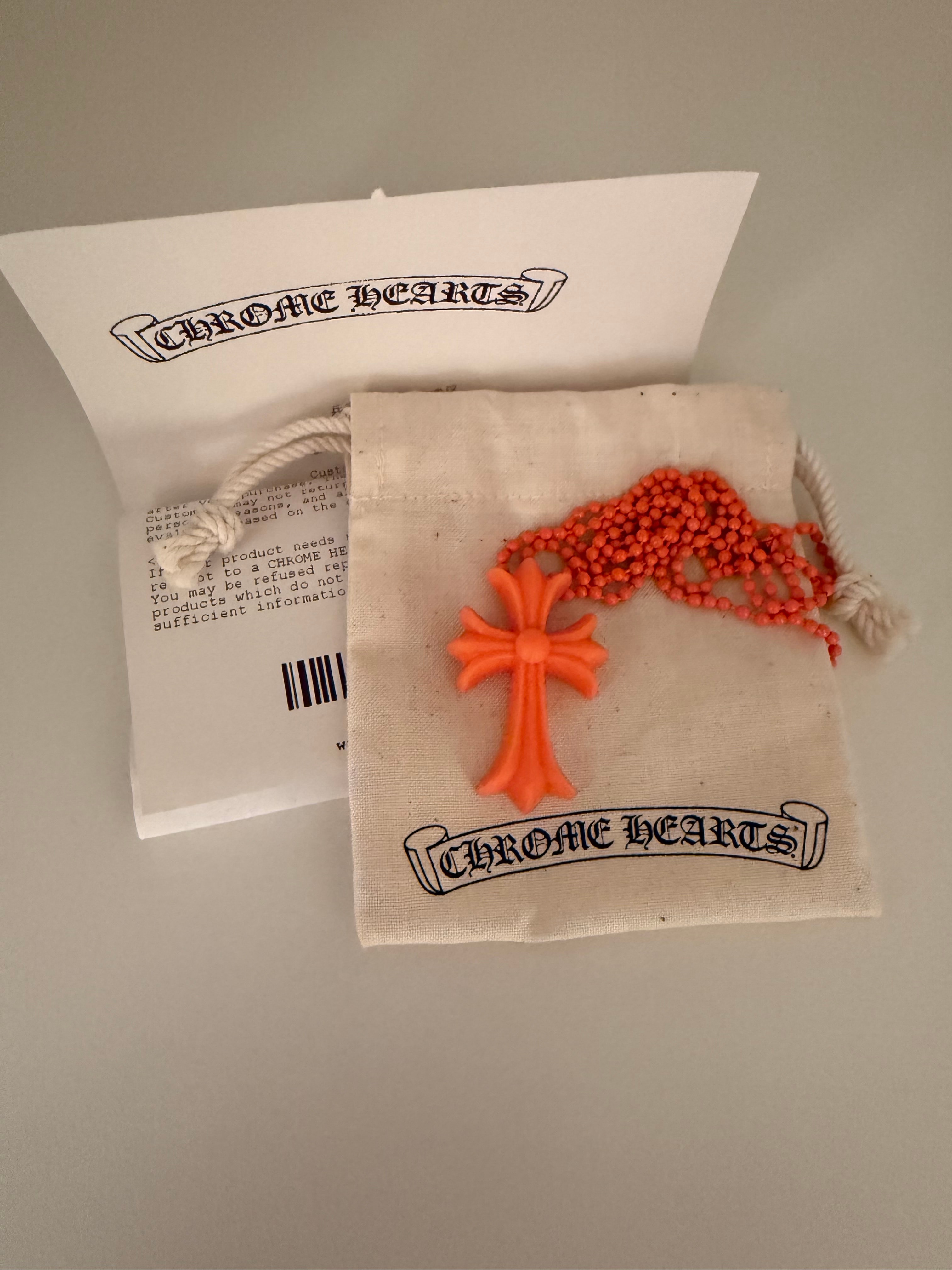 Chrome Hearts Rubber Small CH Cross Silicon Necklace "Orange"
