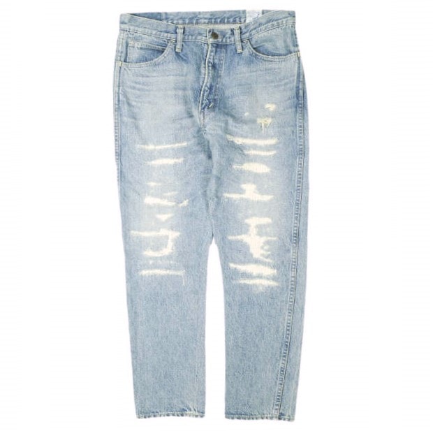 orslow x BEAMS オアスロウ ビームス 別注 日本製 106 スリムダメージデニム 2(M) Indigo ジップフライ パンツ リペア加工 クロップド丈 ボトムス g26773