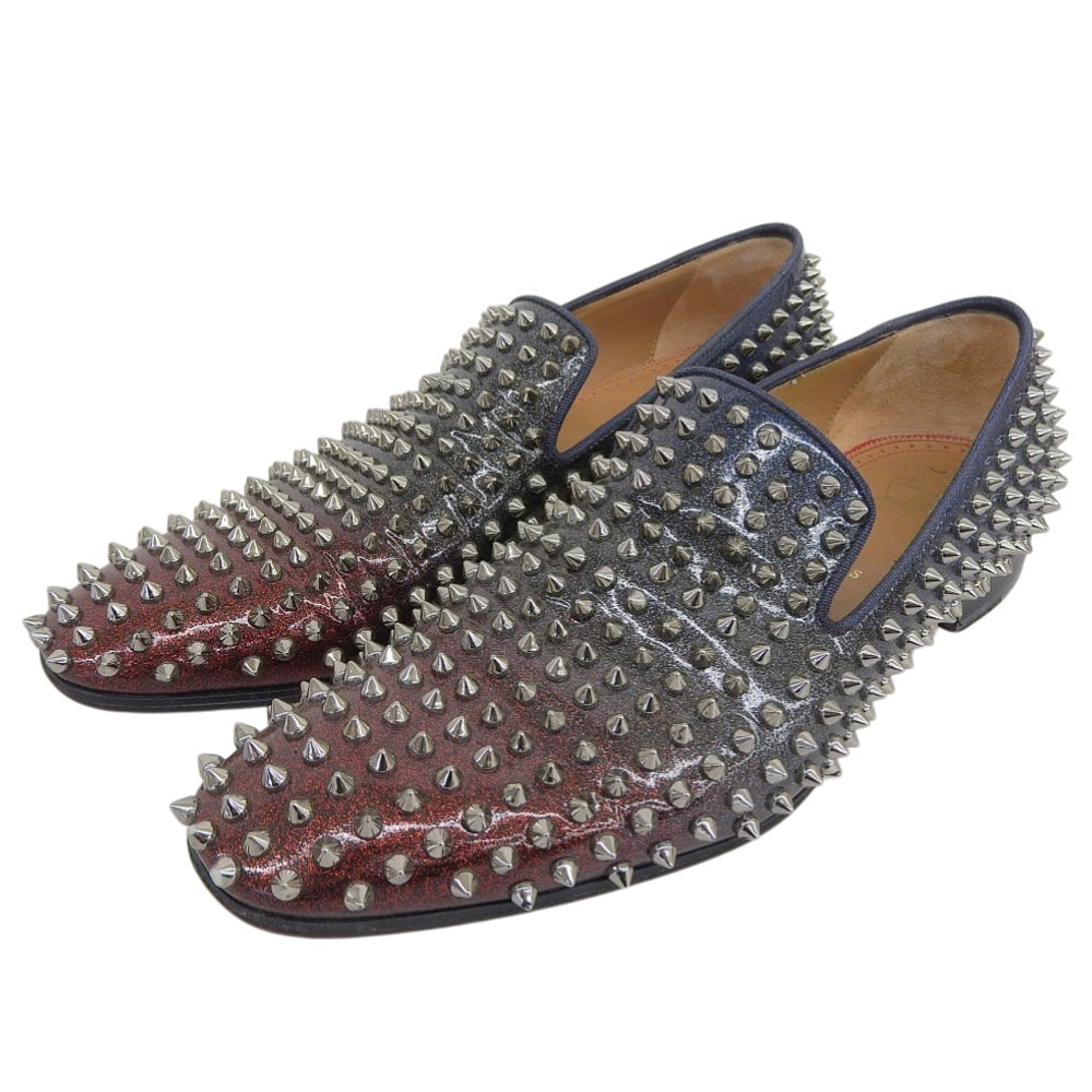 クリスチャンルブタン マルチカラー パテント ダンデライオン スパイクシューズ メンズ ブルー×レッド 42 42