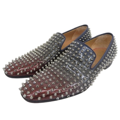 クリスチャンルブタン マルチカラー パテント ダンデライオン スパイクシューズ メンズ ブルー×レッド 42 42