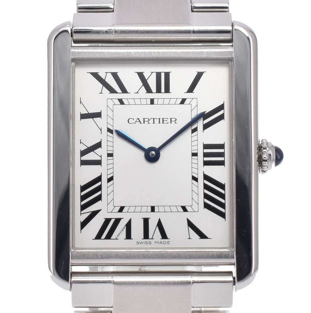 カルティエ CARTIER W5200014 タンクソロ シルバー クォーツ メンズ 美品 保証書付き 腕時計 M#150996