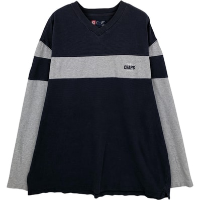 古着 ラルフローレン Ralph Lauren CHAPS チャップス Vネック サーマルロングTシャツ メンズXL相当/eaa616049