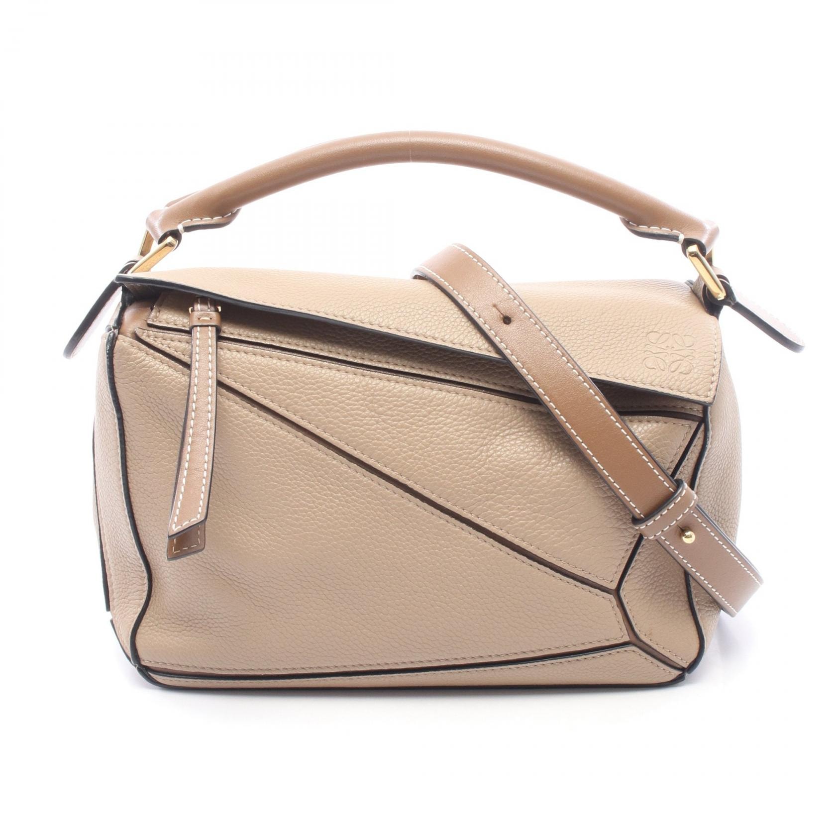 ロエベ LOEWE パズルエッジ スモール 2WAY ハンドバッグ バッグ レザー レディース ベージュ系 / ブラウン系 【中古】