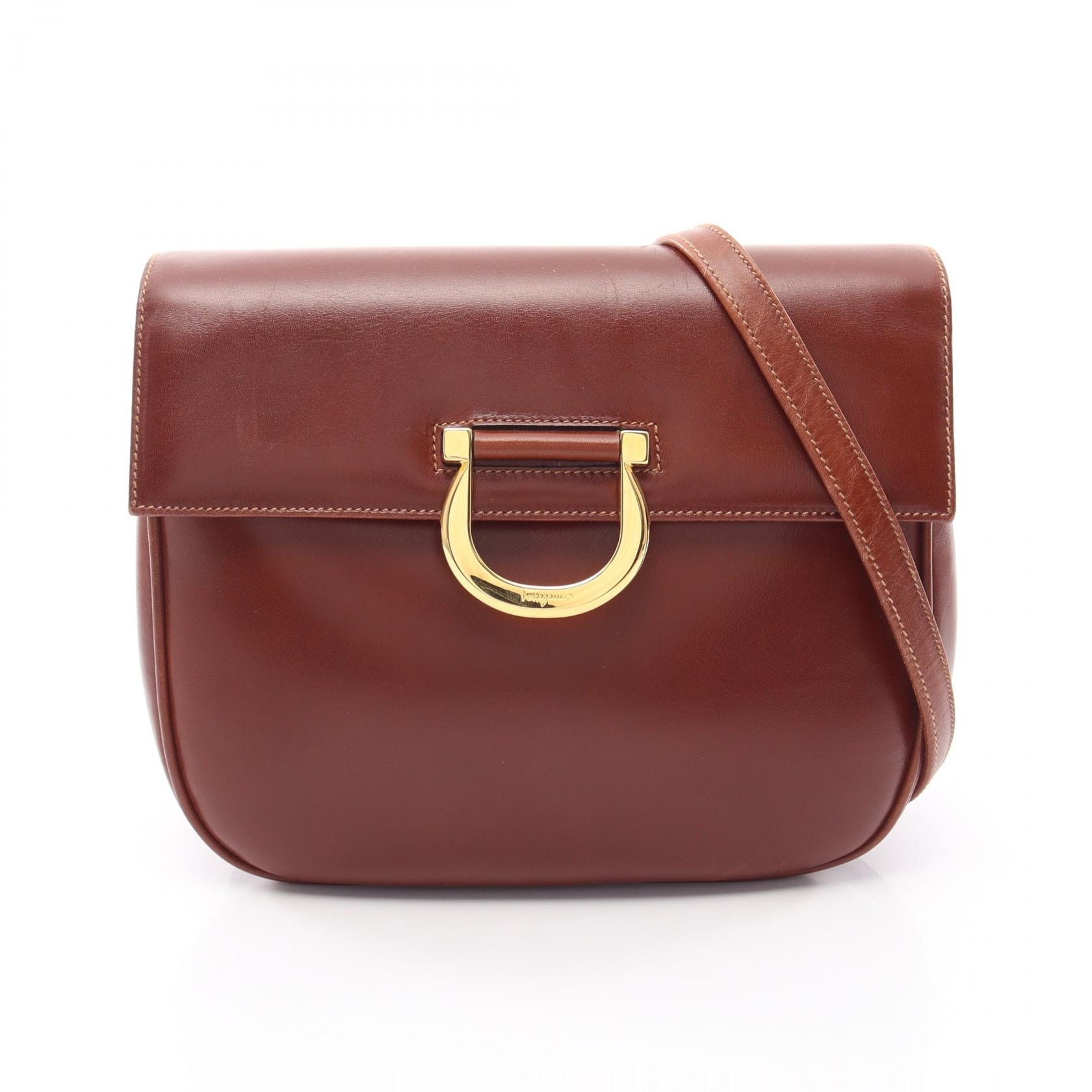 サルヴァトーレフェラガモ Salvatore Ferragamo ガニチーニ ショルダーバッグ バッグ レザー レディース ブラウン系 21 3565 【中古】