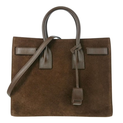 SAINT LAURENT PARIS サンローランパリ サック ド ジュール ハンドバッグ 355153 ベロア ブラウン レディース【中古】
