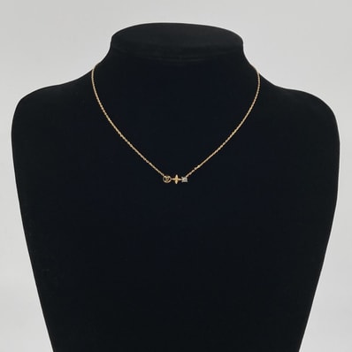 LOUIS VUITTON(ルイ・ヴィトン) コリエ プティ ルイ LVサークル ストラス M00368 ネックレス 2.9g ゴールド