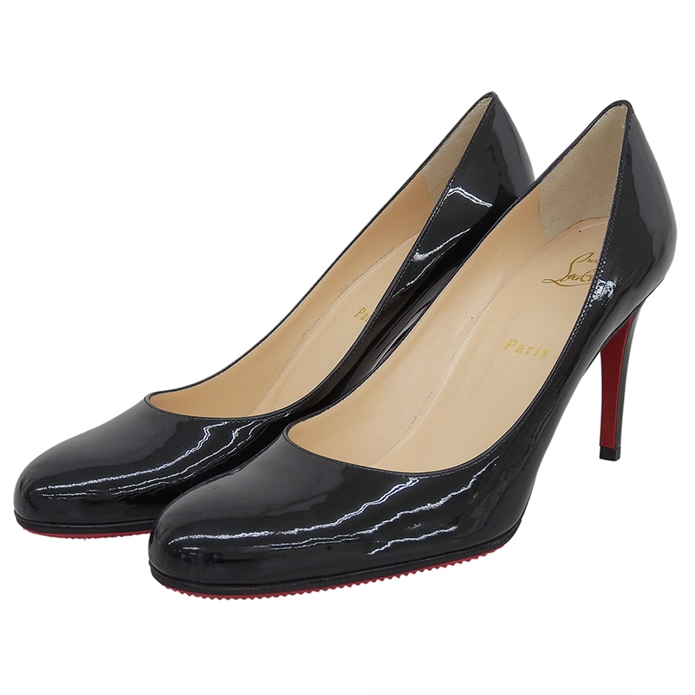 クリスチャンルブタン 新品同様 MISS GENA 85 パテントカーフ パンプス シューズ レディース 黒 ブラック 39 39