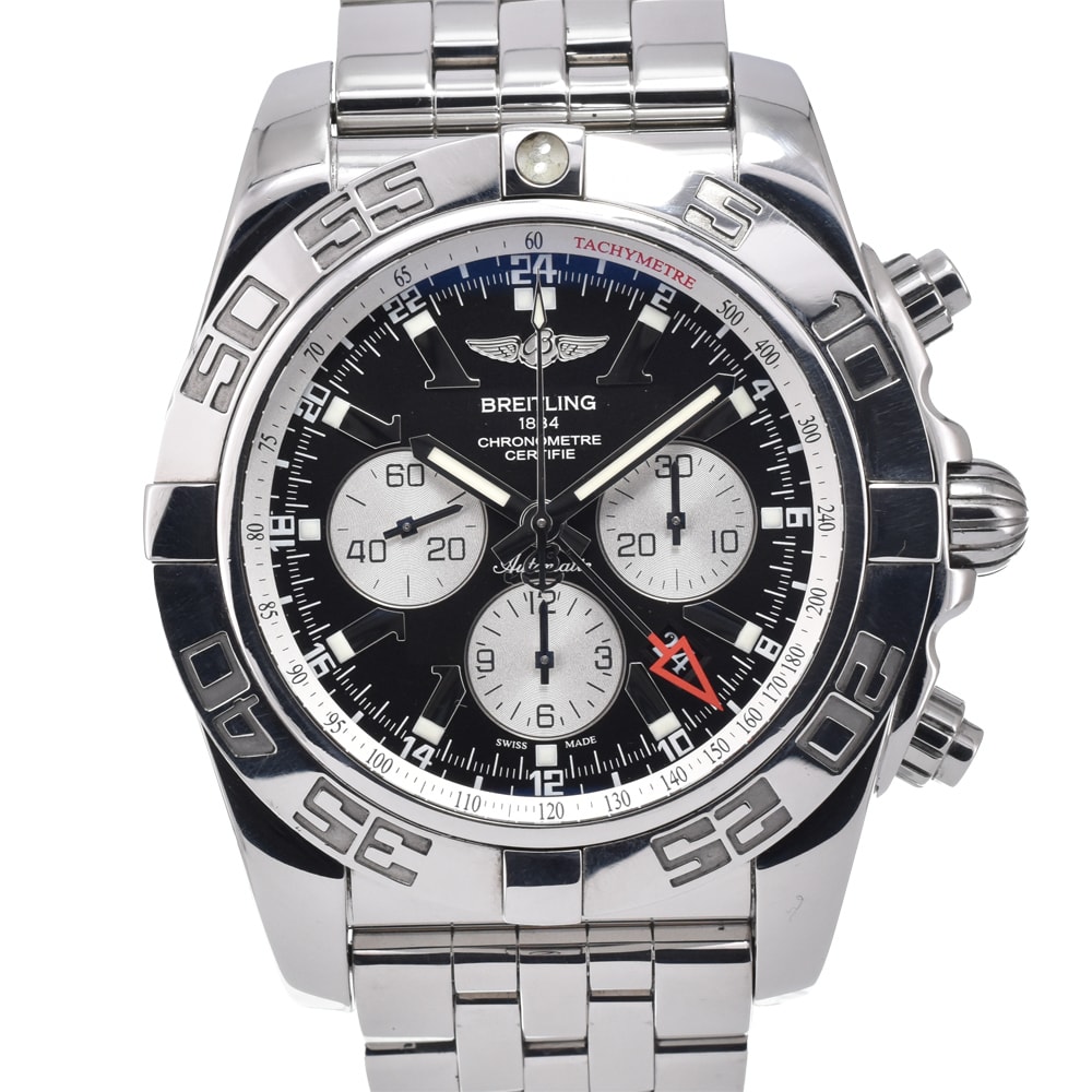 ブライトリング BREITLING AB0410 クロノマット GMT ブラック 自動巻き メンズ 美品 箱付き 腕時計 N#150992