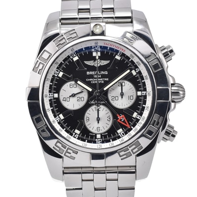 ブライトリング BREITLING AB0410 クロノマット GMT ブラック 自動巻き メンズ 美品 箱付き 腕時計 N#150992