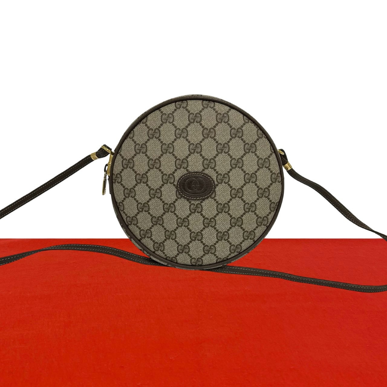 GUCCI グッチ GG 柄 レザー PVC ショルダーバッグ ブラウン
 130-2