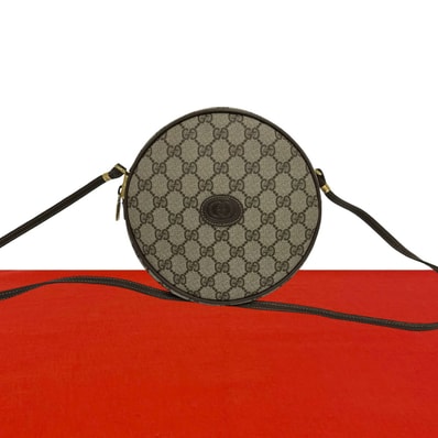 GUCCI グッチ GG 柄 レザー PVC ショルダーバッグ ブラウン
130-2