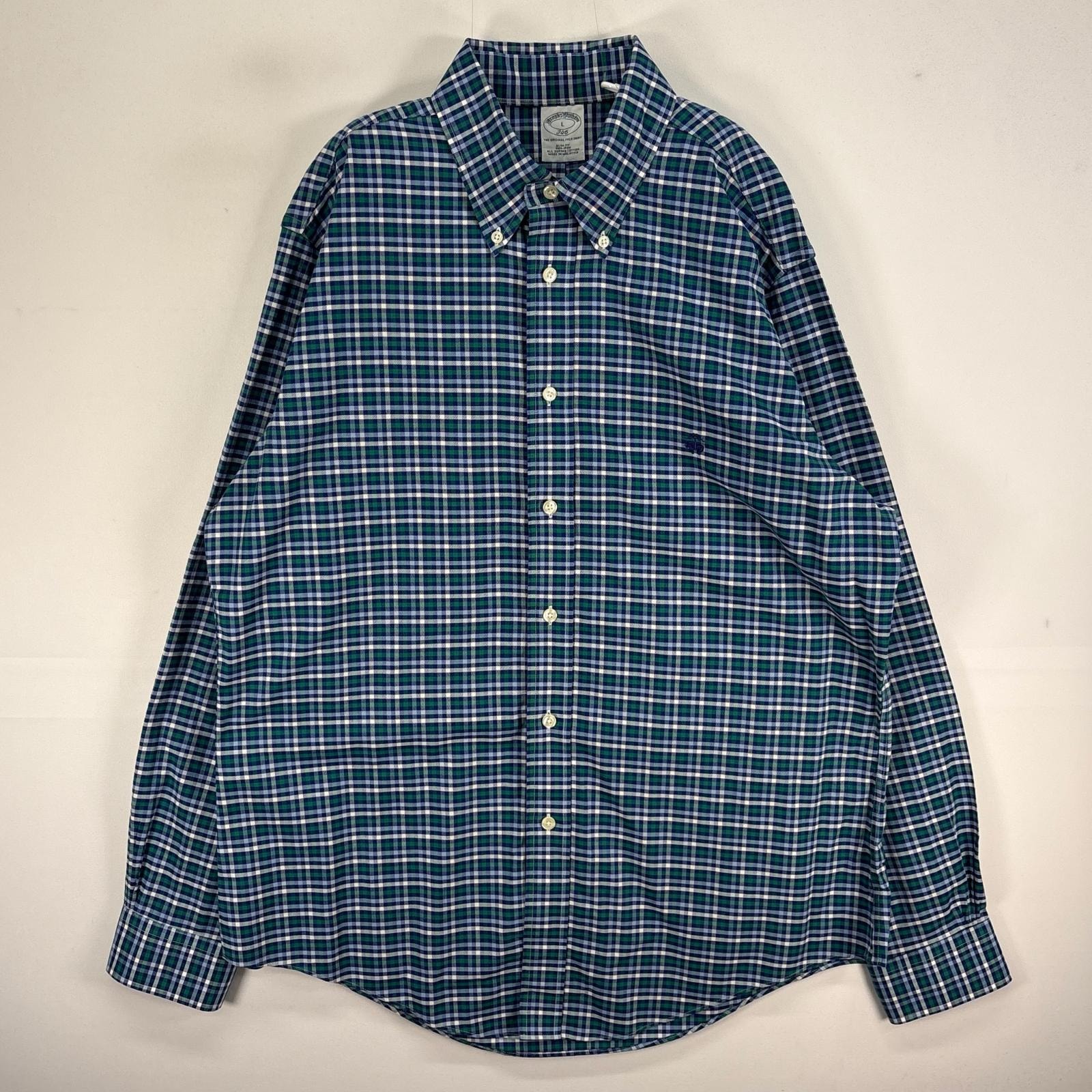 古着 ブルックスブラザーズ Brooks Brothers 長袖シャツ ロゴ 刺繍 チェック 346 L ブルー系 マルチカラー メンズ