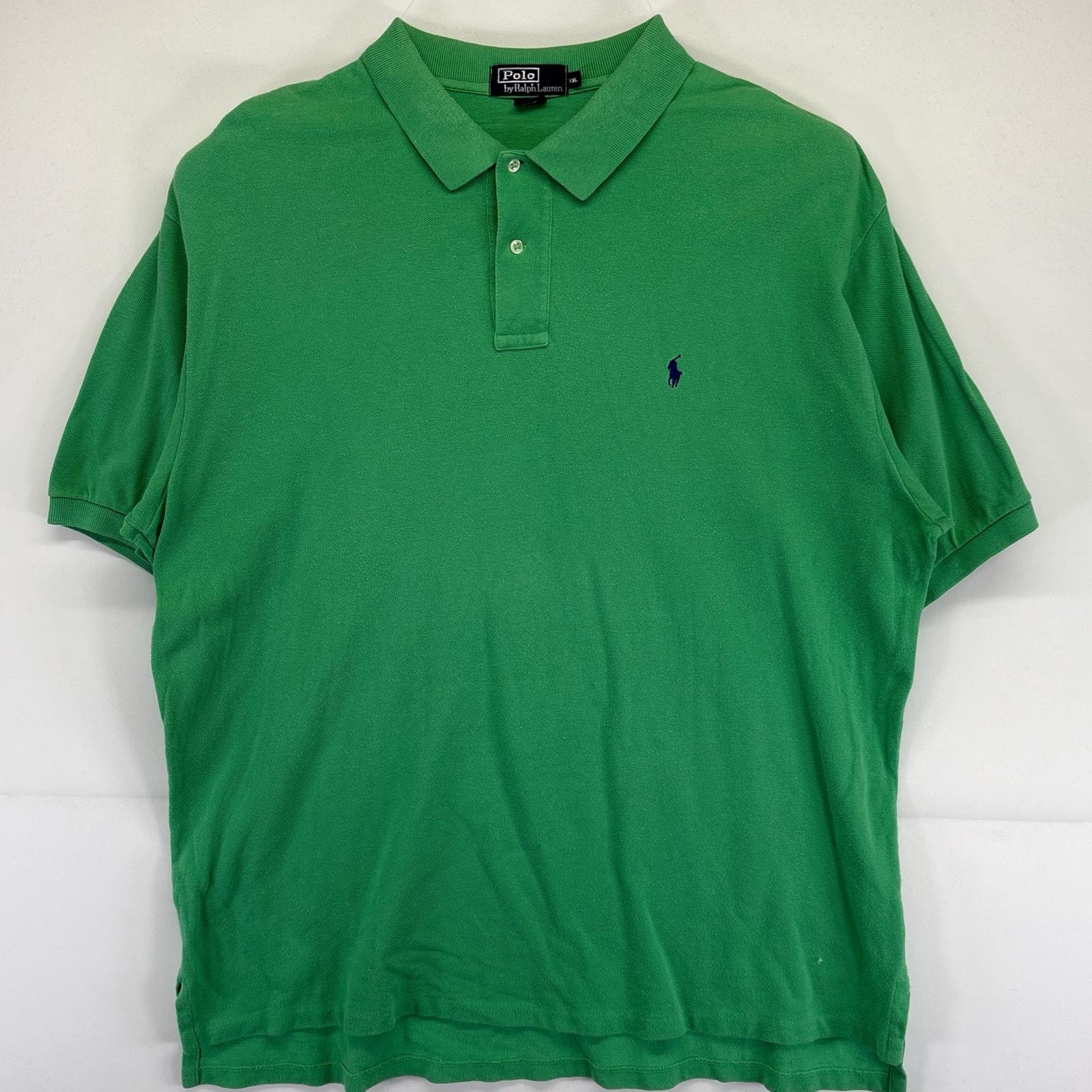 古着 90's/90年代 ポロ・ラルフローレン POLO RALPH LAUREN 半袖 ポロシャツ 大きいサイズ ワンポイントロゴ 襟付き 2XL  グリーン系 メンズ
