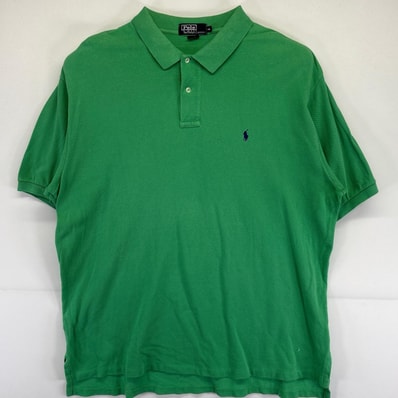 古着 90's/90年代 ポロ・ラルフローレン POLO RALPH LAUREN 半袖 ポロシャツ 大きいサイズ ワンポイントロゴ 襟付き 2XL グリーン系 メンズ