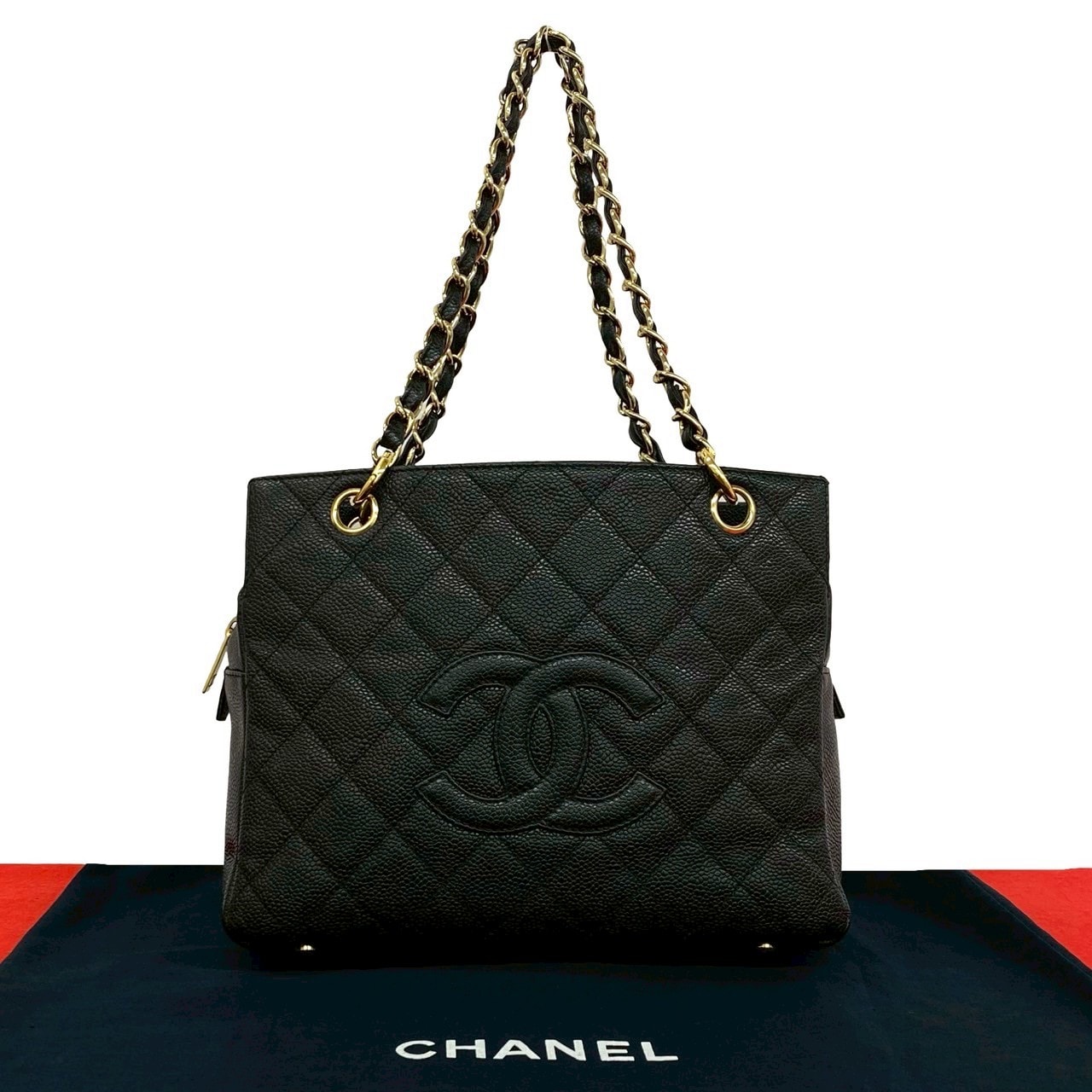 CHANEL シャネル マトラッセ ココマーク キャビアスキン ショルダーバッグ ブラック
 389-4