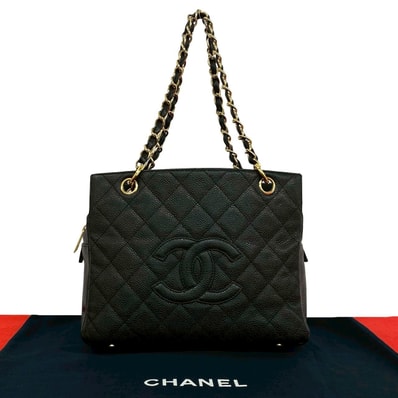 CHANEL シャネル マトラッセ ココマーク キャビアスキン ショルダーバッグ ブラック
389-4