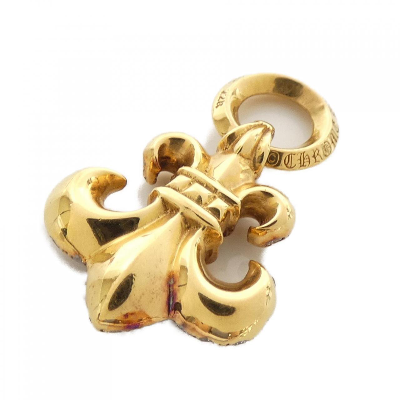 Chrome Hearts BS Flare With Pave Diamond Necklace Top "Yellow Gold"