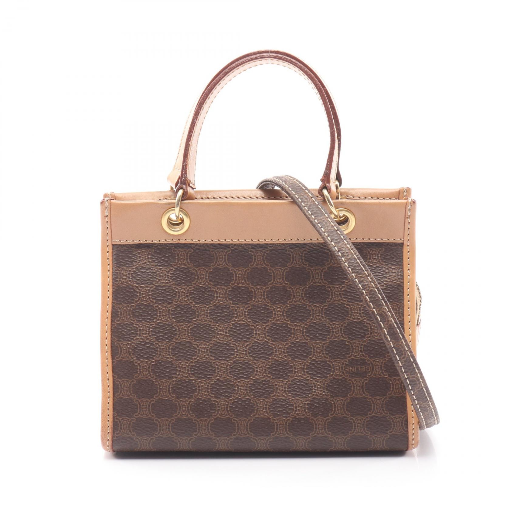 セリーヌ CELINE マカダム 2WAY ハンドバッグ バッグ PVCコーティングキャンバス レザー レディース ブラウン系 / ベージュ系 【中古】