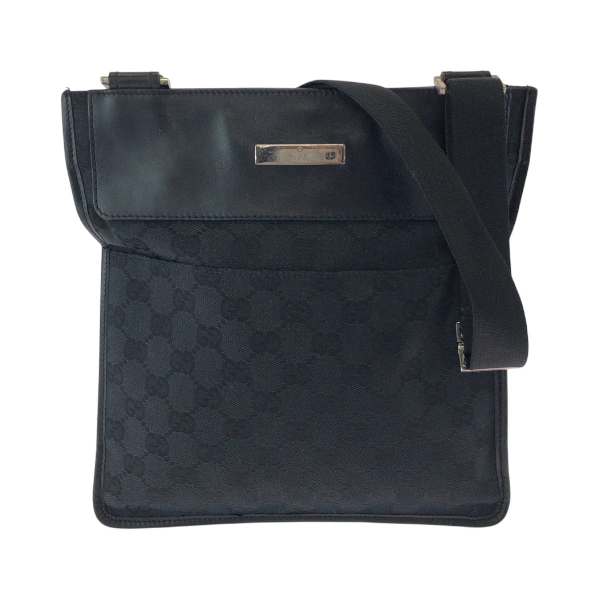 美品 GUCCI グッチ ブラック 黒 シルバー金具 GGキャンバス ショルダーバッグ ポシェット 506404 【中古】