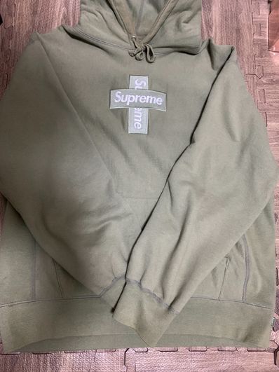 Supreme Cross Box Logo Hooded Sweatshirt "Light Olive"