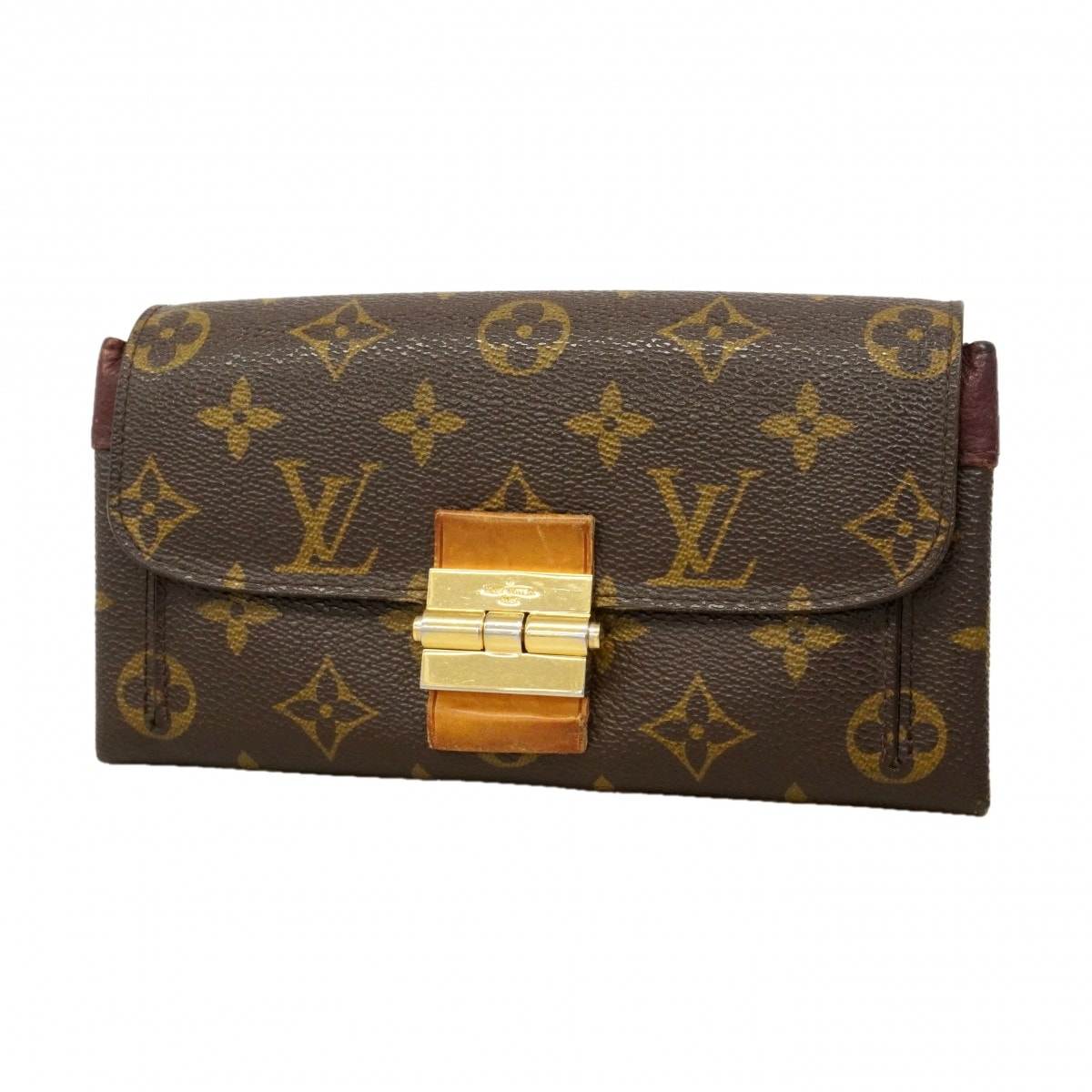 【6da0791-k】ルイヴィトン 長財布 モノグラム ポルトフォイユエリゼ M60414 ボルドー ゴールド金具【中古】レディース