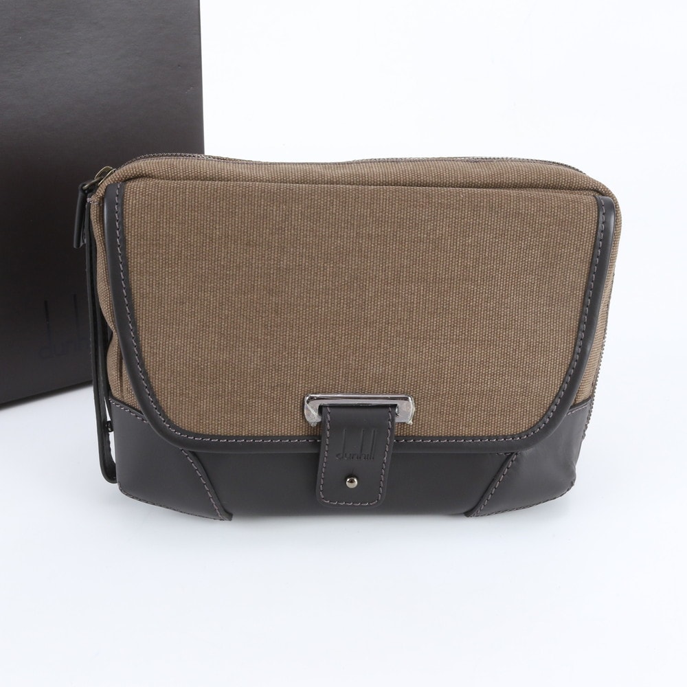 ■美品 ダンヒル セカンドバッグ レザー×キャンバス