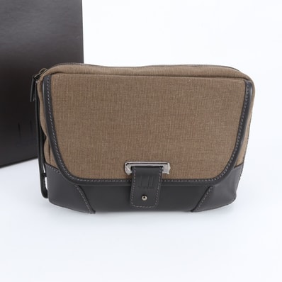 ■美品 ダンヒル セカンドバッグ レザー×キャンバス