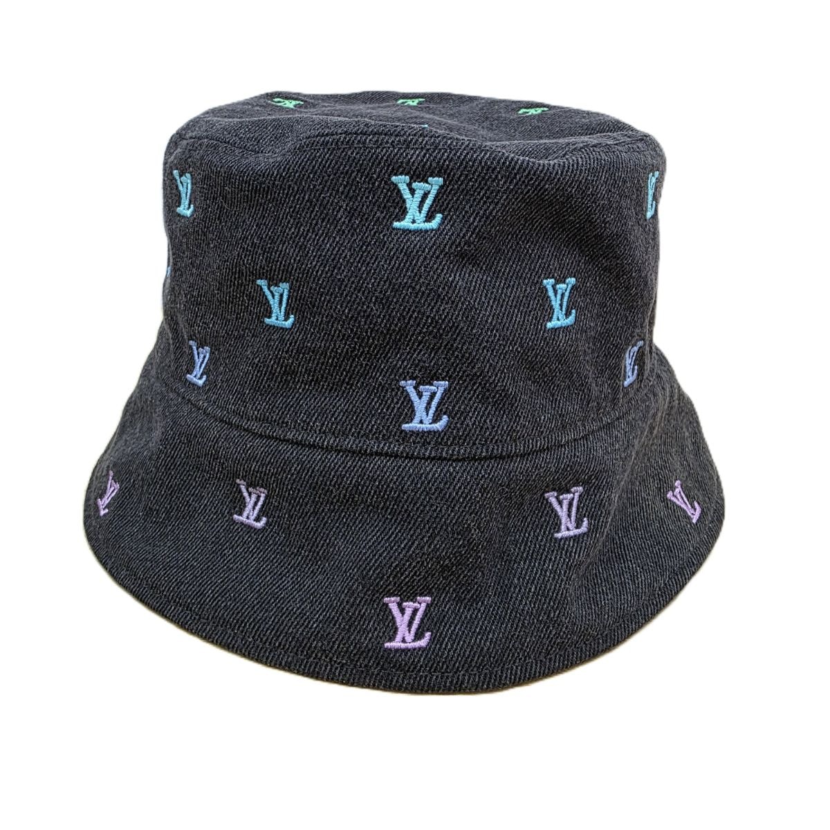 LOUIS VUITTON ルイ・ヴィトン ブラゾン シェーディング シェーディング デニム LV ロゴ 刺繍 ハット M7978L L コットン ブラック マルチカラー  レディース【中古】