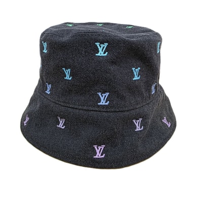 LOUIS VUITTON ルイ・ヴィトン ブラゾン シェーディング シェーディング デニム LV ロゴ 刺繍 ハット M7978L L コットン ブラック マルチカラー レディース【中古】