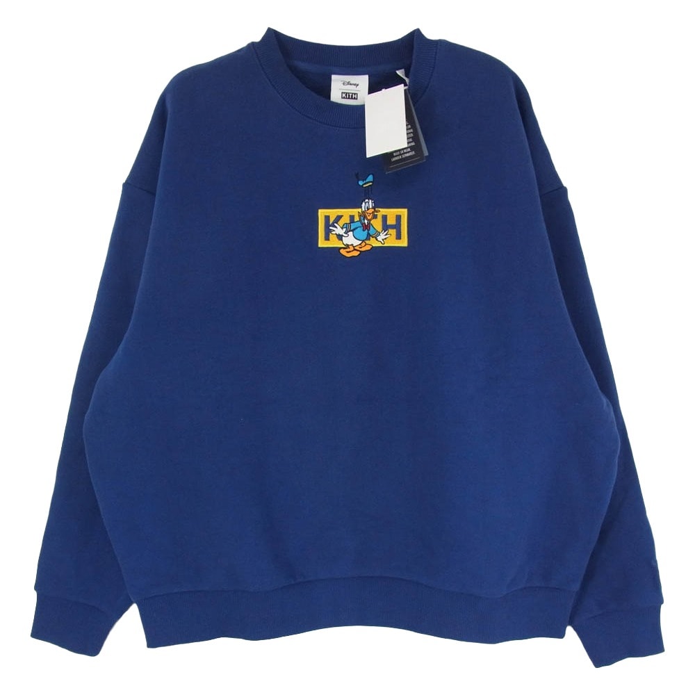 KITH キス スウェット 23AW khm031781-424 x ディズニー ミッキー アンド フレンズ サイバー マンデー ドナルド ダック クラシック ロゴ ウィリアムズ クルーネック サイアノタイプ スウェット【未使用】【中古】