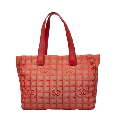 シャネル ココマーク ニュートラベルライン MM トートバッグ ショルダーバッグ レッド ナイロン レザー レディース CHANEL 【中古】