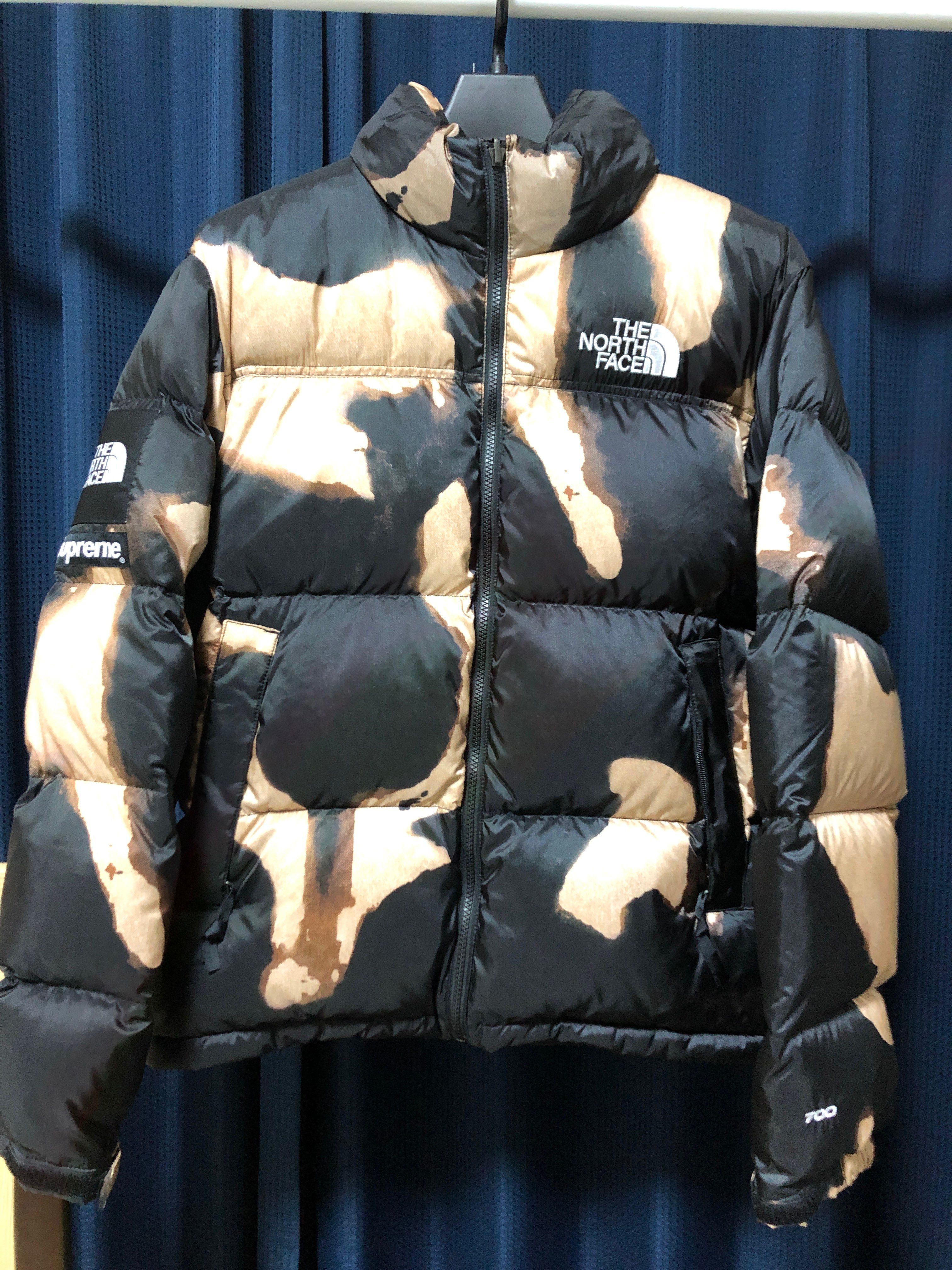 Supreme x The North Face Bleached Denim Print Nuptse Jacket "Black"