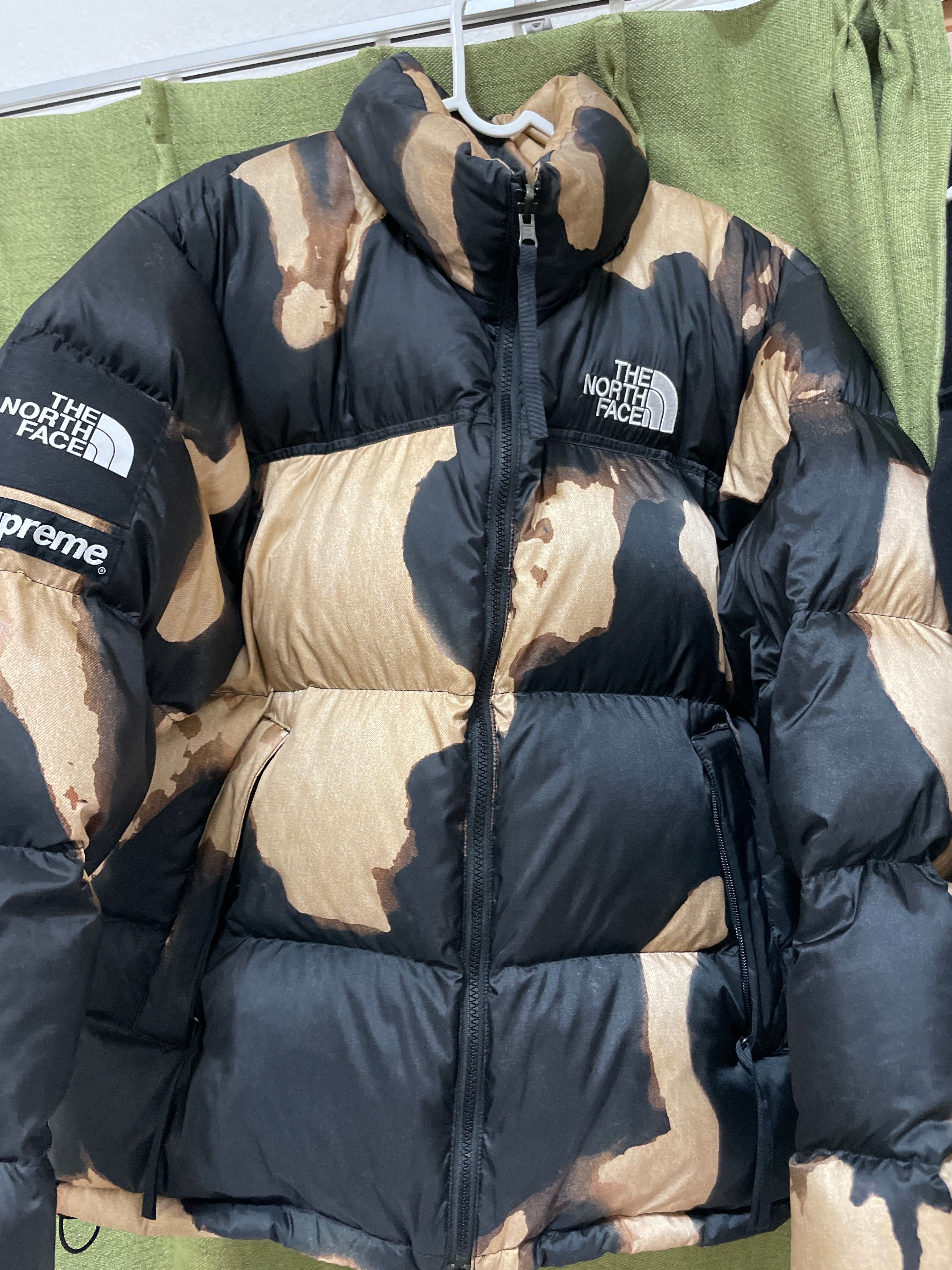 Supreme x The North Face Bleached Denim Print Nuptse Jacket "Black"