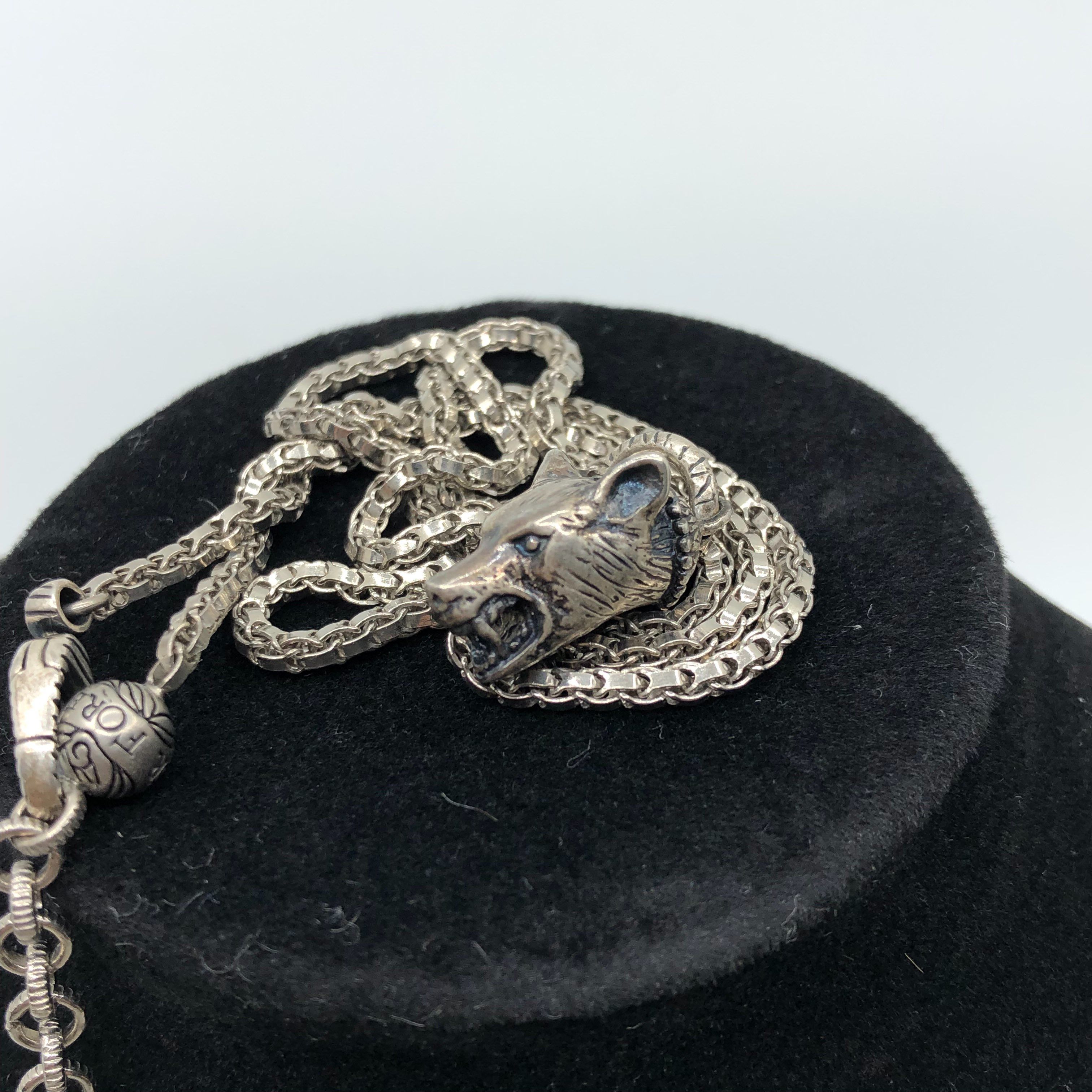 GUCCI Anger Forest Necklace Wolf Head "Siliver