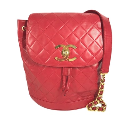 シャネル CHANEL CC ココマーク ロゴ マトラッセ キルティング ヴィンテージ ターンロック金具 バックパック カバン チェーン リュックサック レザー レッド