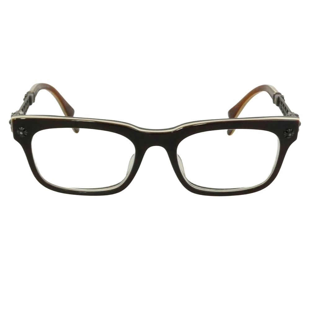 CHROME HEARTS クロムハーツ(原本無) INSTABONE II CHプラス アイウェア 眼鏡 メガネ ブラウン系 52□20-147【中古】
