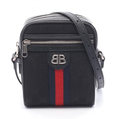 バレンシアガ BALENCIAGA BALENCIAGA × GUCCI ハッカー プロジェクト ショルダーバッグ バッグ キャンバス レザー メンズ ブラック系 / マルチカラー 680129 【中古】