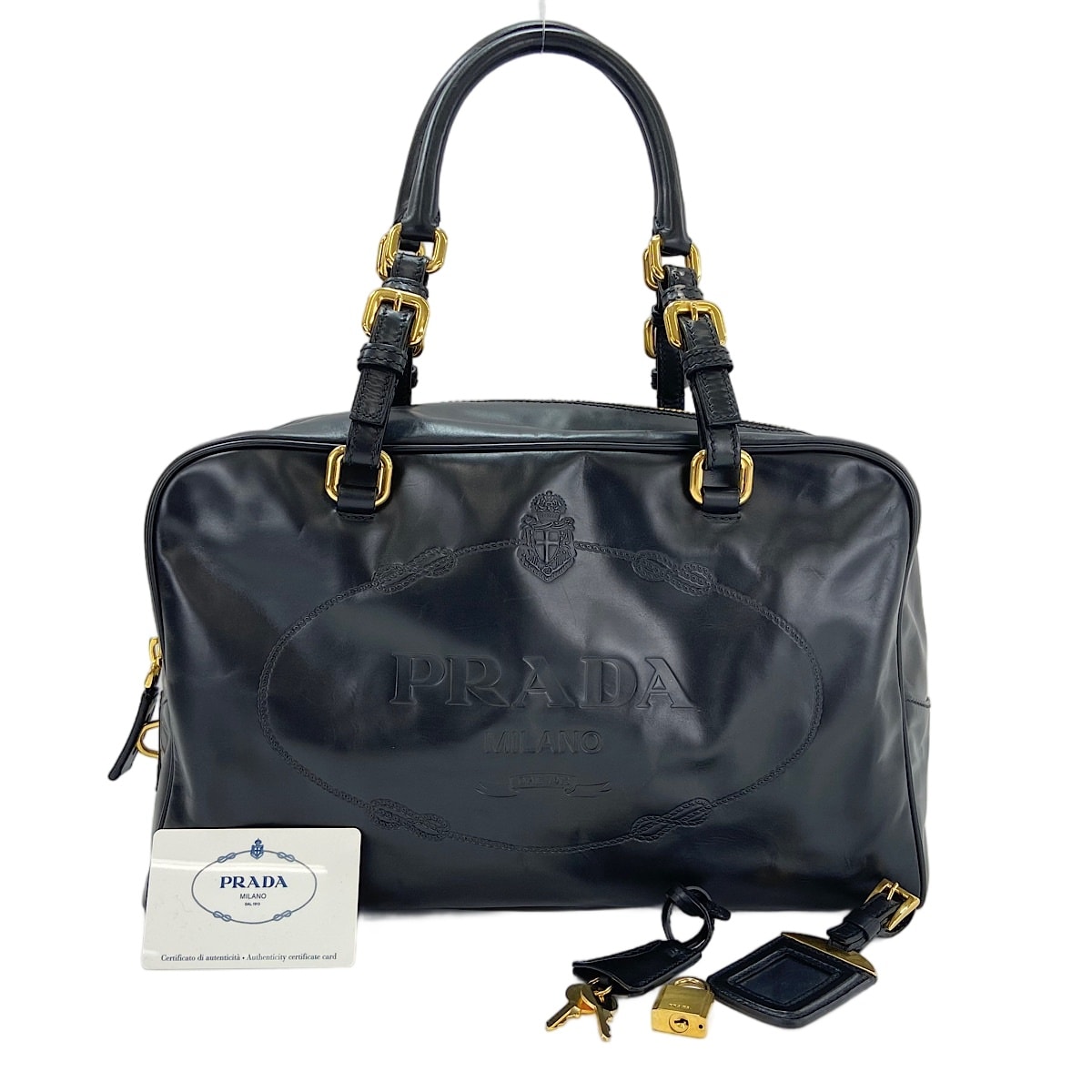 プラダ PRADA レザー ボストンバッグ【中古】