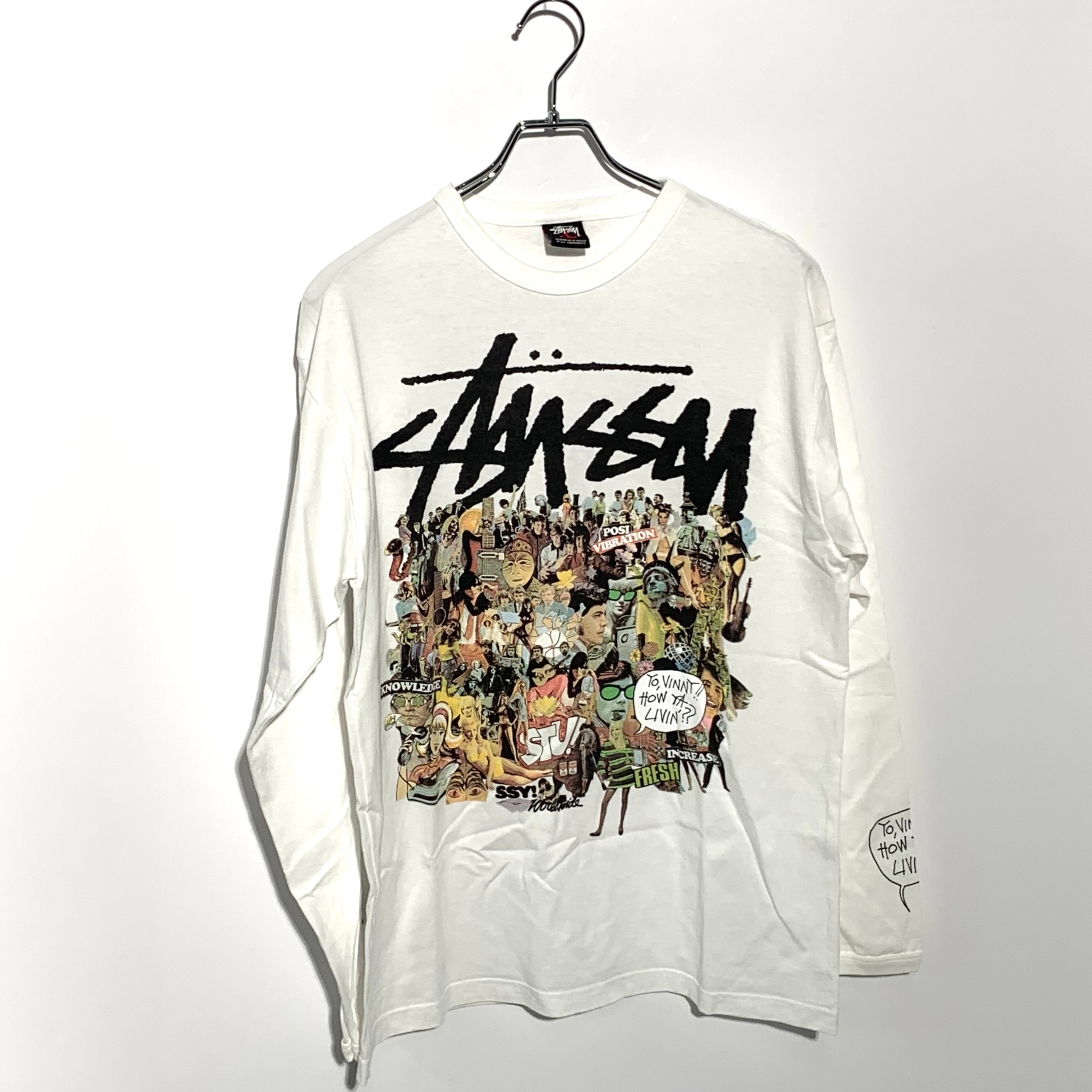 STUSSY Photo collage Ls Tee White