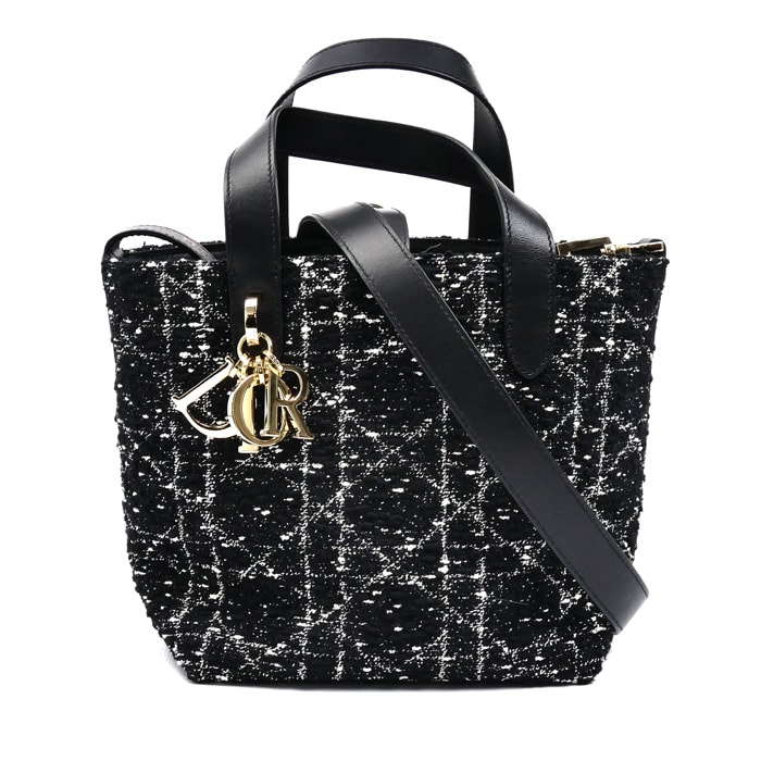 Dior ディオール Dior Toujours バーティカル トートバッグ スモール 2Wayショルダーバッグ ブラック M2835ODFG_M911 ツイード レディース【中古】【美品】