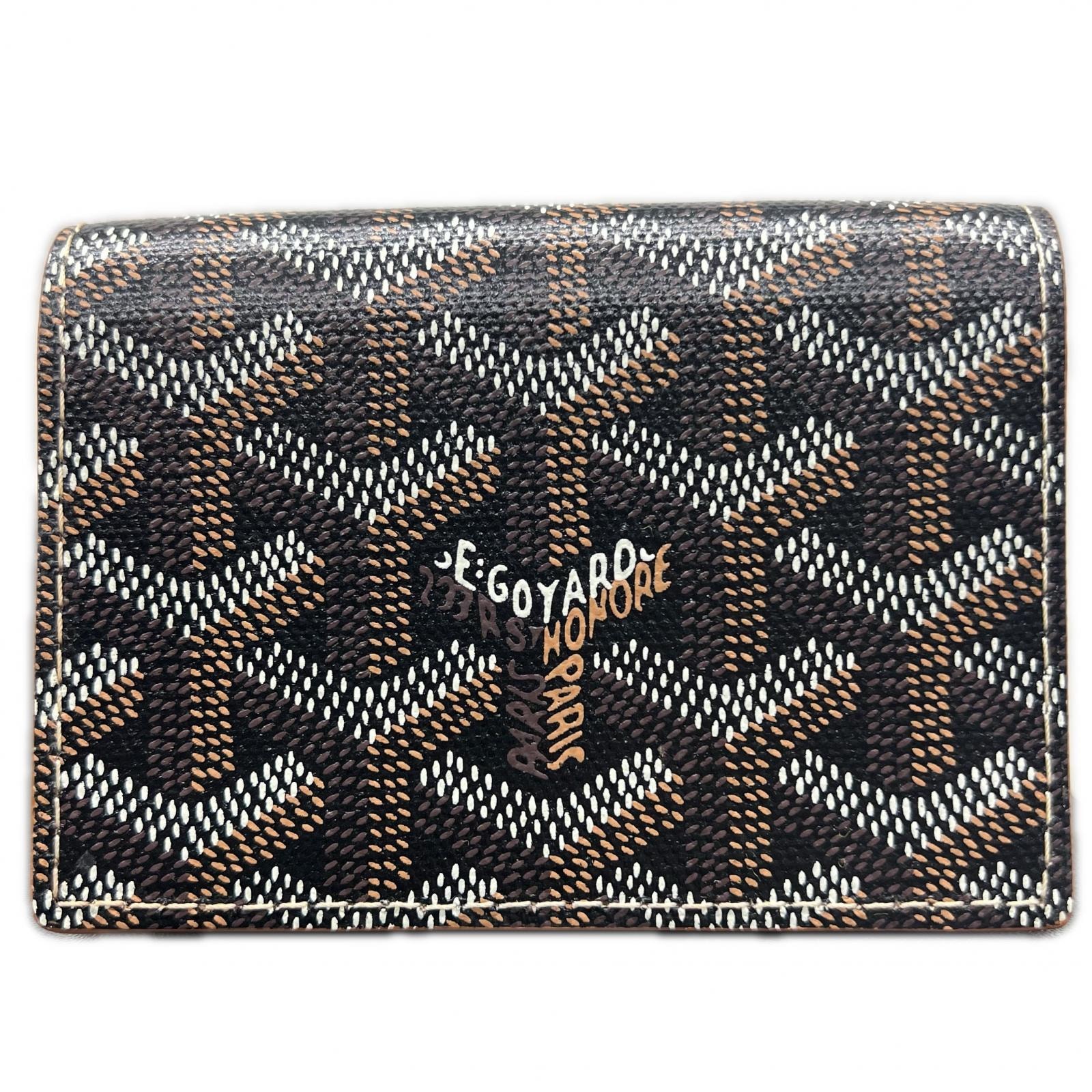 GOYARD 展示品級 美品 ゴヤール マルゼルブ 名刺入れ カードケース ヘリンボーン PVC レザー ブラック ブラウン 箱付属 プレゼント ギフト SAランク 中古 鑑定済 ゴヤール財布