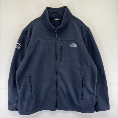 古着 ザ・ノースフェイス THE NORTH FACE フリース ジャケット ワンポイント 大きいサイズ ロゴ 刺繍 2XL ネイビー系 メンズ